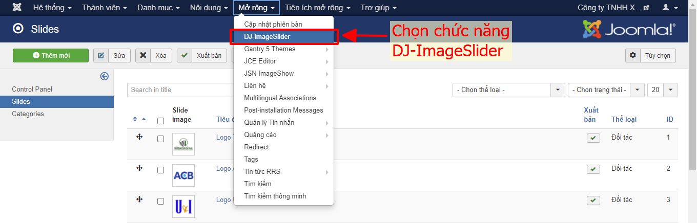 chon chuc nang dj image slider